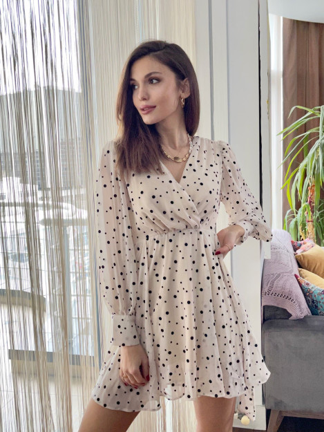 Кремовый Nuqta Shifon Libos 5887 Myidol 5887|Кремовый_S_(36) M (38)