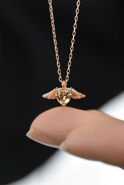 Серебряное Ожерелье с Жёлтым Камнем в Форме Сердца PP4246 Larin Silver PP4245|Золотистый1