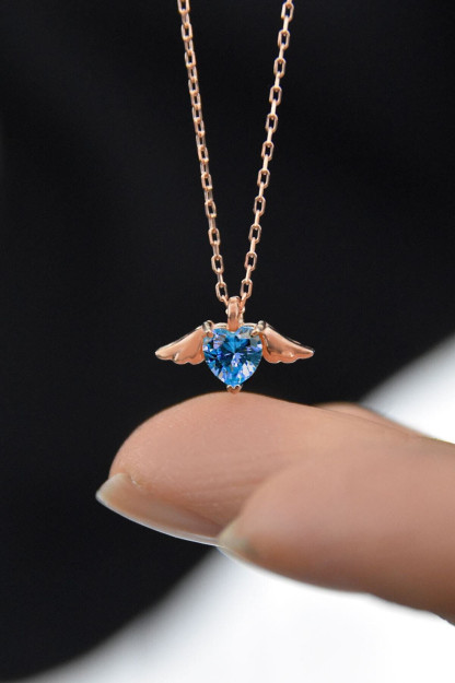 Серебряное Ожерелье в Форме Сердца с Синим Камнем PP4245 Larin Silver PP4245|Золотистый
