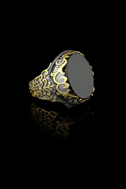 Erkaklar Uchun Uzuk Naqshli Zirkon Tosh Kumush 925 Proba UR1031 Larin Silver UR1031