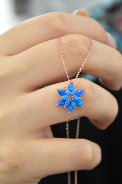 Kumush Moviy Rang Toshli Lotus Gul Modeli Marjonlari LOT11 Larin Silver LOT11|Золотистый1