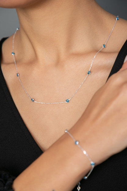 Kumush Komplekt Ko'z Munchoq Modeli 925 Proba ELKMD50103 Larin Silver ELKMD50103|Серебристый