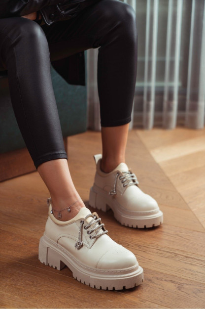 Ayollar Zamonaviy Botinkasi Bog'ichli Ginny Gİ361 Nisantasi Shoes Turkiya Gİ361|Бежевый_36 38