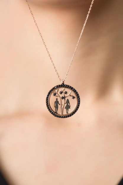Серебряное Ожерелье 925 МодельС Черным Камнем Влюбленные pp3013 Larin Silver PP2524|Золотистый2