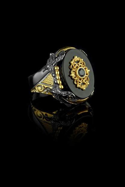 Мужское Кольцо Камень Красный Оникс Серебра 925 Пробы UR1067 Larin Silver UR1067