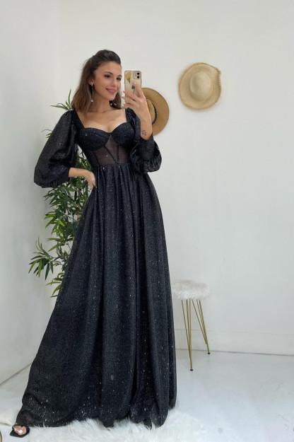 Yaltiroq Tulli Oqshom Libos Ayollar Uchun 6594 Myidol 6594|Черный_S_(36) L (40)