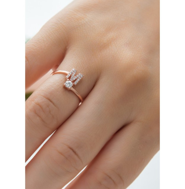 Ayollar Uchun Kumush M Harfli Uzuk 925 Proba Larin Silver M001|1M_Регулируемые