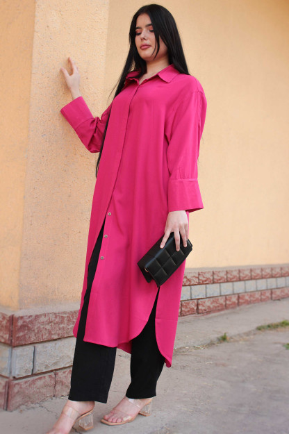 Женский Платье Рубашка 16161 Feku Santi 16161|Розовый_L_(40) XXL (44)