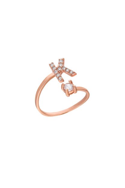 Ayollar Uchun Kumush K Harfli Uzuk 925 Proba Larin Silver M001|1K_Регулируемые
