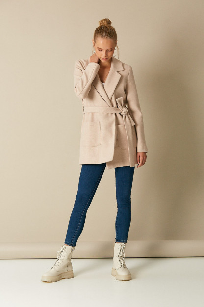 Belbog'li va Сho'ntakli Palto Dark Camel Robin D89425|Бежевый_S_(36) L (40)