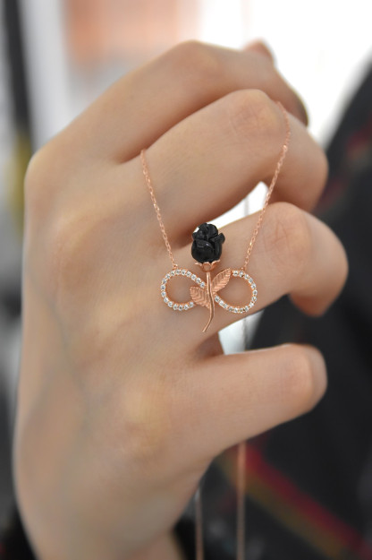 Серебряное Ожерелье 925, Модель Вечность с Черными Розами PP4084SS Larin Silver PP4084BB|Золотистый2