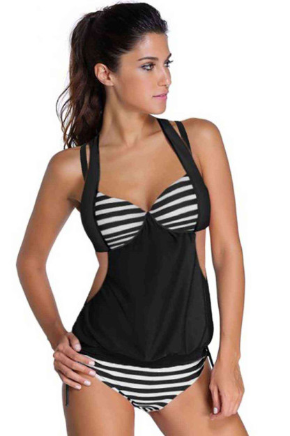 Komplekt Tankini Qora Va Oq Chiziqli MS41944 Angelsin MS41944|Цветной_38