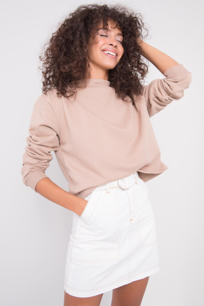 Yelkasi Skladka va Plechali To'q Qaymoqrang Sviter BSL Fashion 15539|Бежевый_XS_(34) S (36)