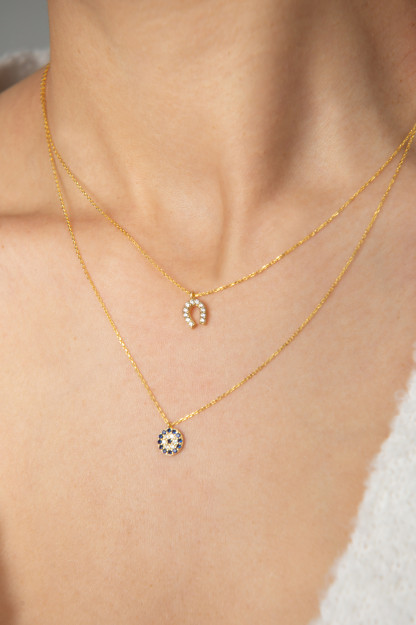 Серебряное Ожерелье От Сглаза И Подковообразный 925 Пробы PP4189 Larin Silver PP4189|Золотистый