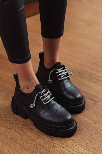 Ayollar Zamonaviy Botinkasi Bog'ichli Ginny Gİ361 Nisantasi Shoes Turkiya Gİ361|Черный_36 37