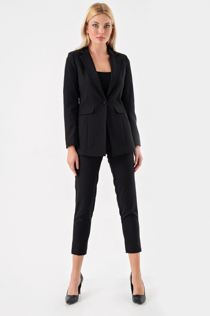 Qora Blazer Shim Kostyum Komplekt Myidol 1692|Черный_M_(38) M (38)