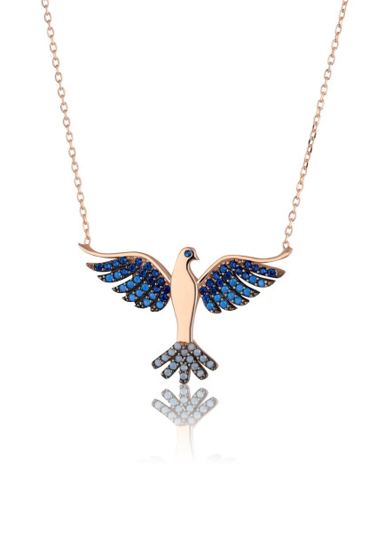 Серебряное Ожерелье 925 Модель Изумрудный Феникс UVPS100343 Larin Silver UVPS100343|Золотистый