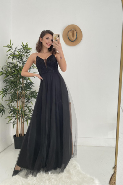 Tulli Oqshom-Bazm Libos Ayollar Uchun 6675 Myidol 6677|Черный_S_(36) S (36)