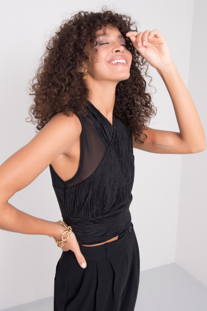 Orqasi Shafof Qora Top BSL Fashion 15378|Черный_S_(36) L (40)