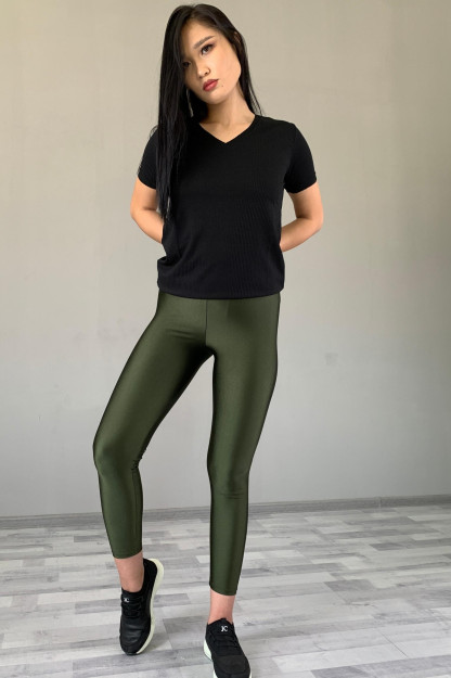 Леггинсы Gathering Из Блестящей Ткани Dilvin P4001L|Хаки_S_(36) XS (34)