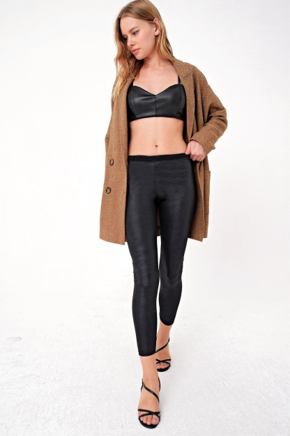 Женские Леггинсы Из Блестящей Ткани 4386RV1 Trend Alacati 4386RV1|Черный_S_(36) M (38)