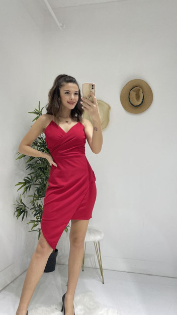 Двубортное Платье На Веревочных Бретелях 6687 Myidol 6688|Красный_S_(36) M (38)