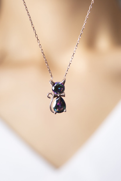 Серебренное Ожерелье 925 Модель Кошка PP3403 Larin Silver PP3403|Золотистый