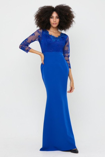 Ayollar Uchun Gipurli Oqshom Libosi Baliq Modeli 9035-2 Myidol 9035|Синий_S_(36) L (40)