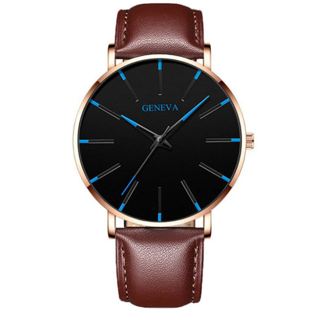Minimalist Erkaklar Moda Ultra Yupqa Soati GENEVA GENEVA LA-001|Черный2