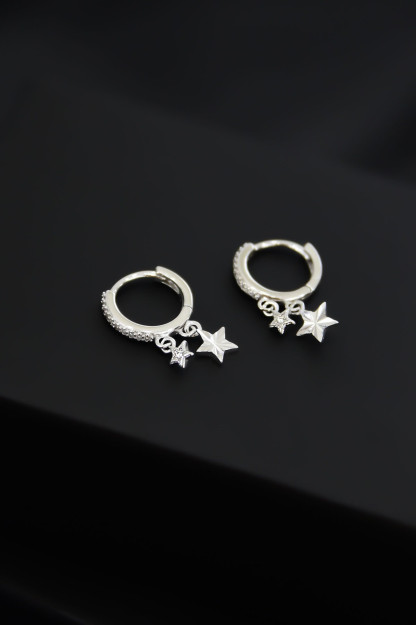 Rhodium Bilan Qoplangan Yulduz Shaklidagi Uzuk Ayollar Sirg'alari UVPS301127 Larin Silver UVPS301127|Серебрянный