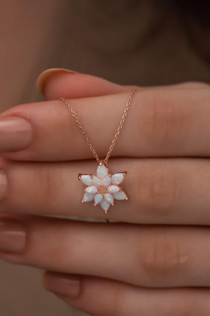 Kumush Oq Toshli Lotus Gul Modeli Marjonlari LOT11 Larin Silver LOT11|Золотистый4
