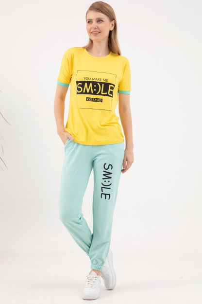 Комплект Спортивного Костюма С Принтом Smile Zen 9317-1201|Желтый_S_(36) M (38)