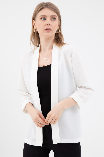Jaket Kapri Yengli Va Sharfli Yoqa 7020 Zen 7020|Кремовый_M-L M-L