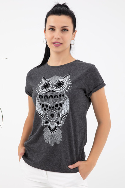 Футболка С Принтом Совы 9234 Zen 9234|Дымчатый_Цвет_S_(36) XS (34)