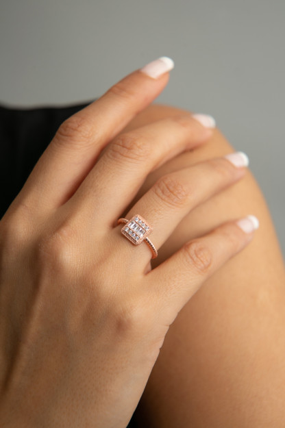 Серебряное Кольцо Модель Багет 925 Пробы FA182314 Larin Silver FA182314|Золотистый_Регулируемые