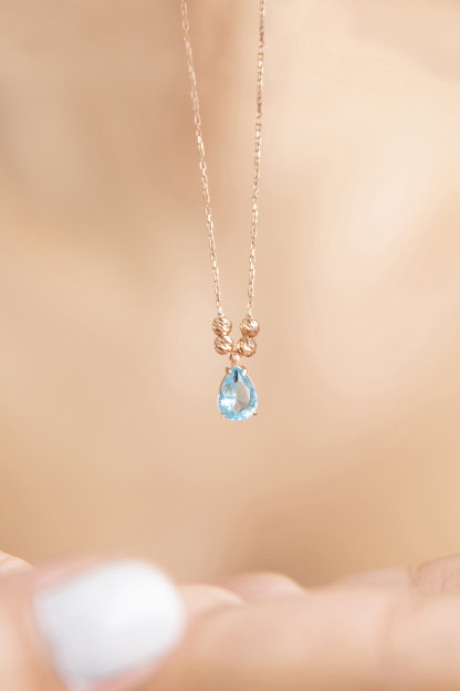 Серебряное Ожерелье Капля из Стерлингового Серебра 925 Пробы P2077 Larin Silver PP2713|Золотистый