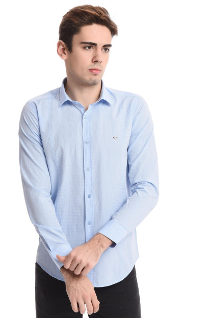 Мужская Рубашка Однотонная 12833 Brango 12833|Синий_S_(36) XL (42)