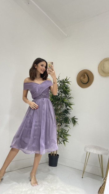 Tyulli Oqshom-Bazm Libos Ayollar Uchun 6631 Myidol 6631|Сирень_S_(36) XL (42)