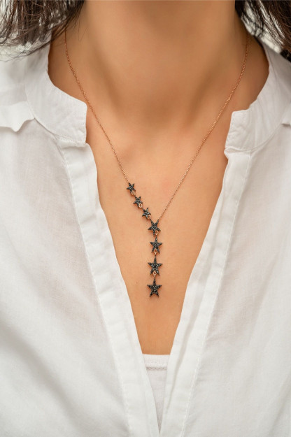 Zirkon Toshli Yulduz Dizaynli Kumush Marjon 925 P496 Larin Silver P496|Золотистый
