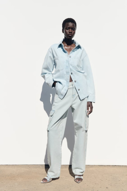 ДЖИНСОВАЯ ВЕРХНЯЯ РУБАШКА С НАКЛАДНЫМИ КАРМАНАМИ XL