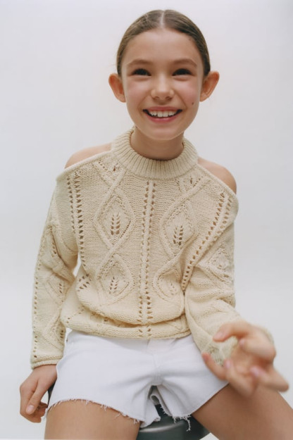 СВИТЕР ОТКРЫТОЙ ВЯЗКИ С ВЫРЕЗОМ 9-10 years (140 cm)