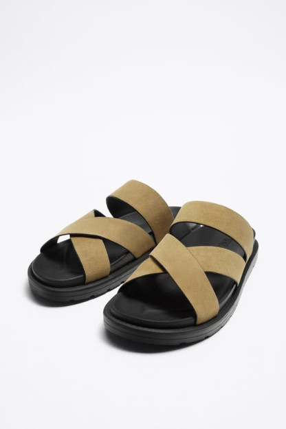 Кожаные сандалии из замши с разделками ZARA 46