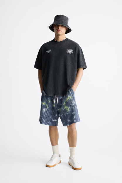 TIE-DYE L-XL (AQSH L-XL)TEKSTURALI BERMUDA SHORTILARI 02688521-V2023