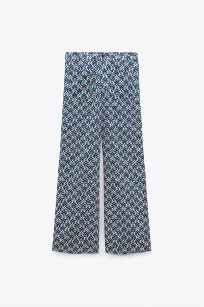 Женские брюки из хлопка с принтом ZARA S