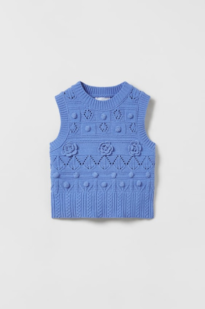 CHENILLE 9-10 yillik gulli naqshli yelek (140 sm) 05987601-V2023
