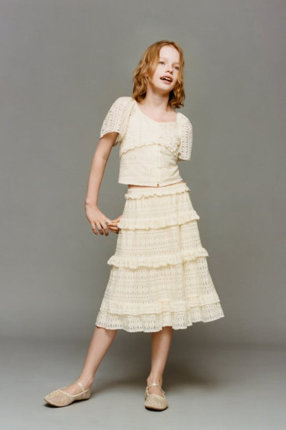 БЛОНДИНКА КРУЖЕВНАЯ ЮБКА МИДИ 8-9 years (130 cm)