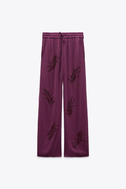 Женские брюки расшитые бисером ZARA M