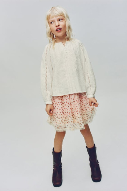 ЮБКА ИЗ ТЮЛЯ С ЦВЕТОЧНЫМИ ВСТАВКАМИ 11-12 years (152 cm)