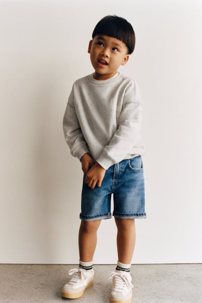 Indigo 5-6 yillik oddiy Denim Bermud shimlari (116 sm) 01506510-V2023