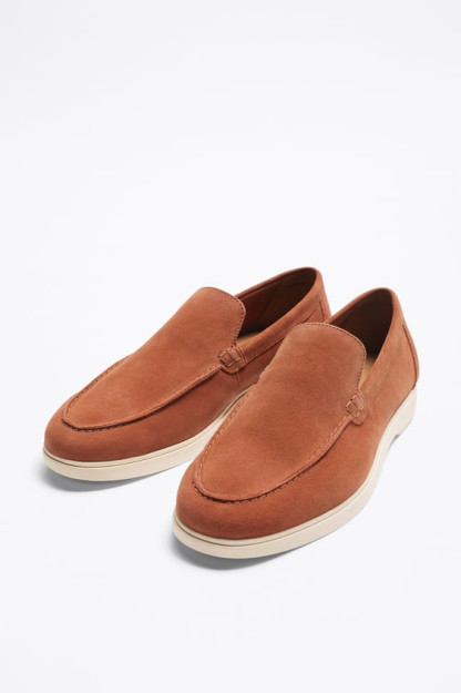 Кожаные лоферы с замшевой отделкой ZARA 41